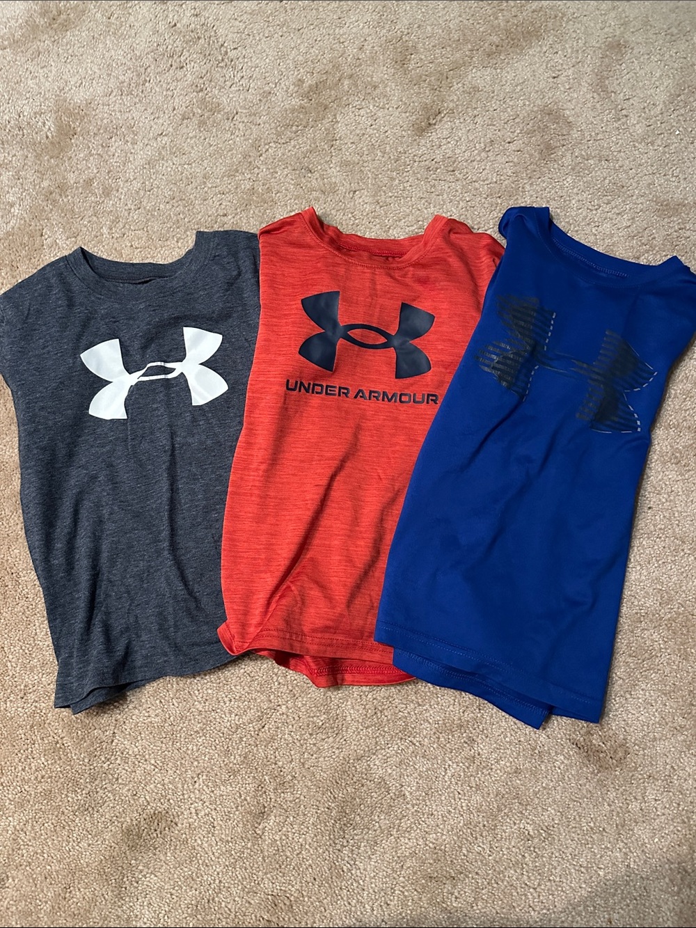 Under Armour Boys' Short Sleeve Logo Tees - Red, Blue, Gray